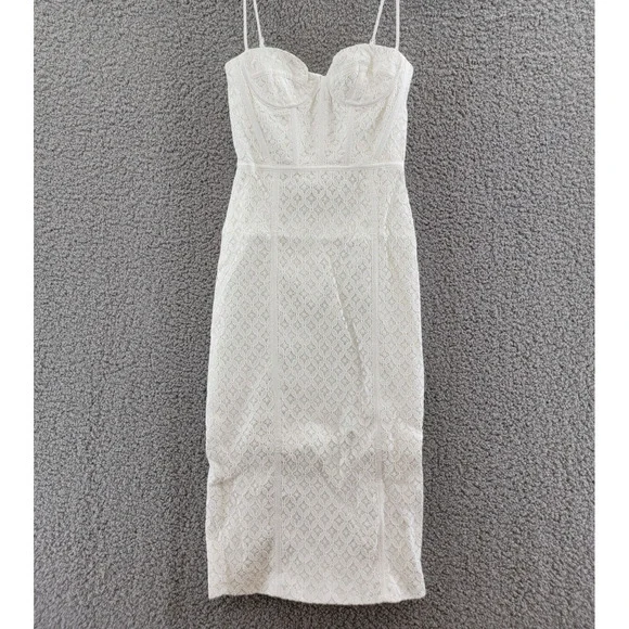 Bardot | Dresses | Bardot Charley Lace Bustier Midi Dress Womens 2 Orchid  White Sweetheart Zip Up | Poshmark